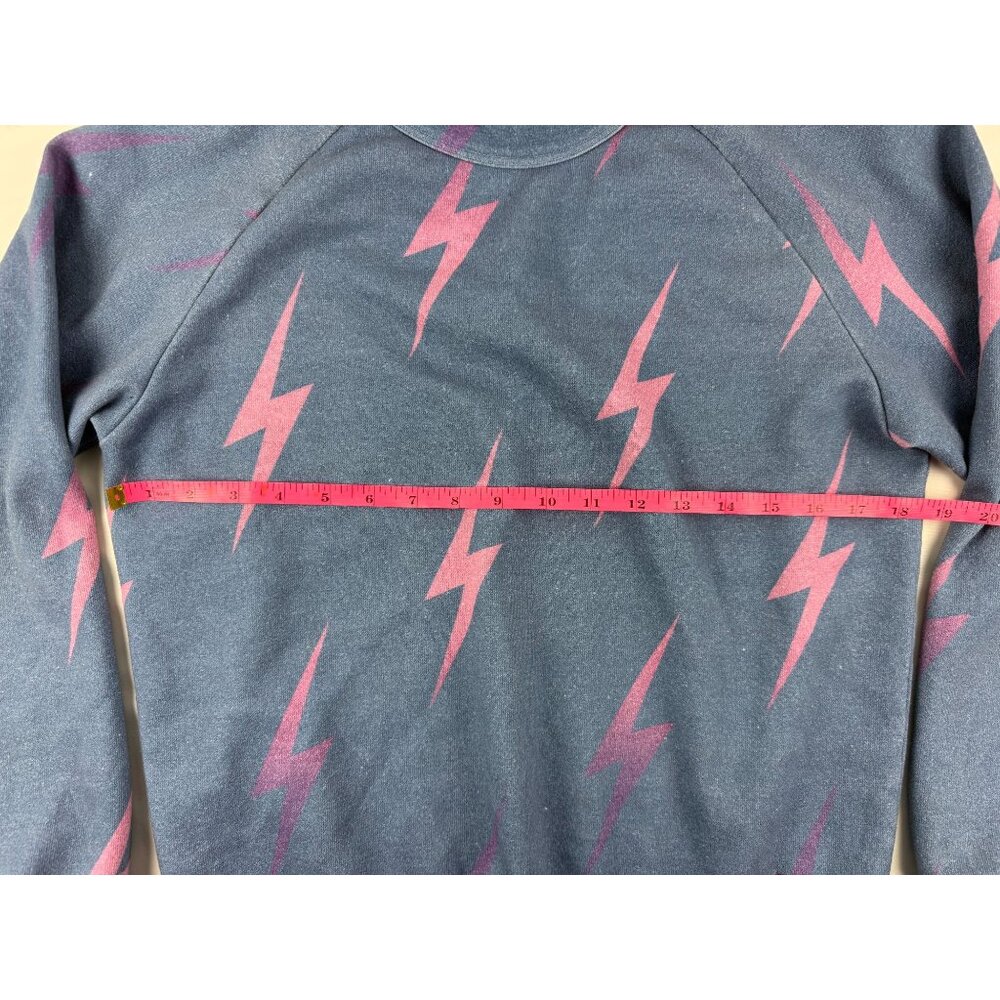 Aviator Nation Lightning Bolts Sweatshirt Womens XS Blue Fade All Over Ombre - Picture 6 of 7